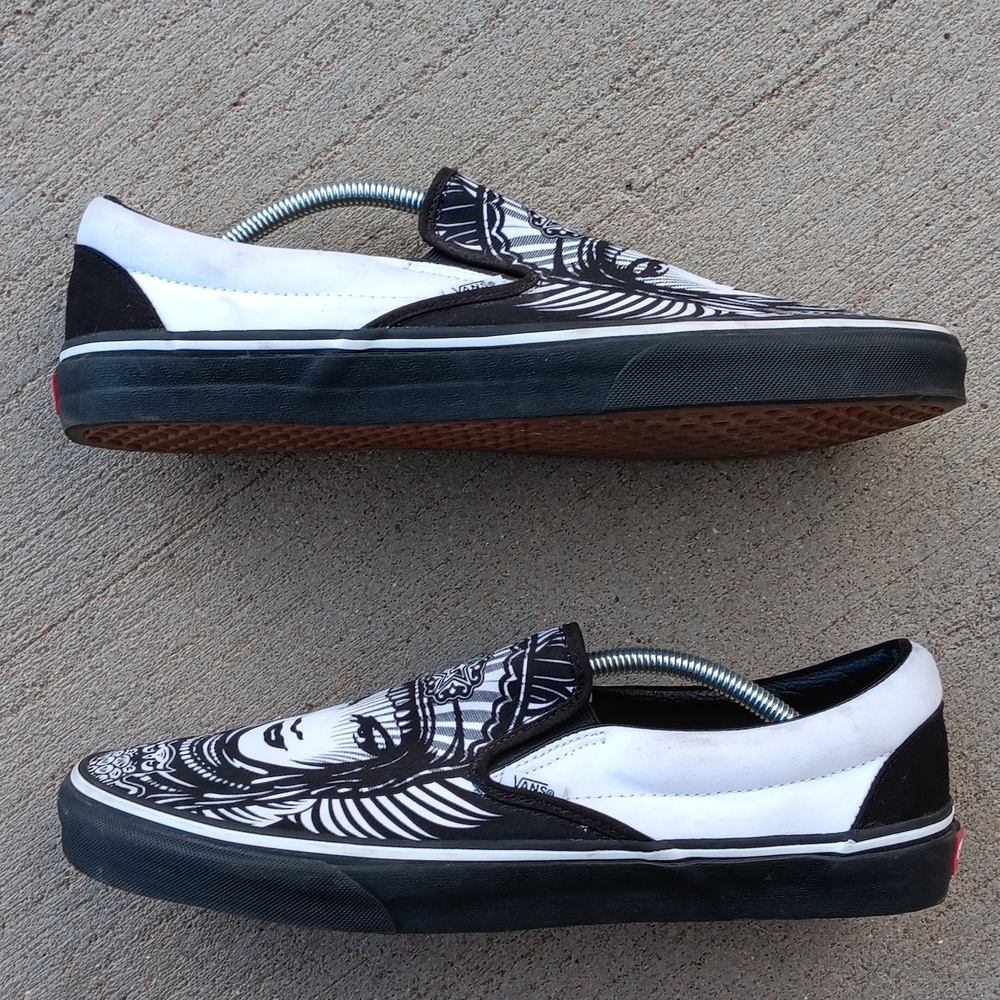 Vans Rare Slip On Sneakers Print Canvas Shoes Mens Size 13 - Picture 5 of 9